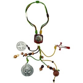 12" St. Benedict Home Blessing Ornament with Prayer Card | Fits on Your Door Handle or can be Hung on a Hook | Christian Home Goods (Brown)