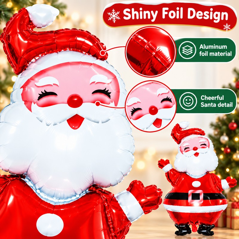 Large Santa Claus Foil Balloons for Christmas Decorating – 2-Pack