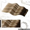 Moresoo Clip in Hair Extensions Real Human Hair Ombre Brown