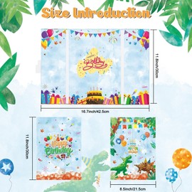 WERNNSAI Happy Birthday Guest Book - Dinosaur Birthday Party Accessories 30 x 45 cm Dino Birthday Guest Book Alternative to Happy Birthday Signature Book for Kids Boys Birthday Party Decoration