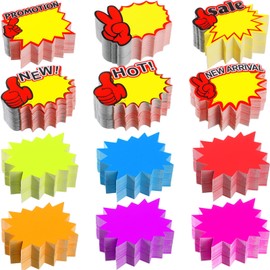 Colarr 1500 Pieces Starburst Signs Sale Signs for Retail Store Fluorescent Price Tags Bulk Bright Star Blank Retail Labels for Bulletin Board Display