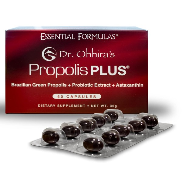 Dr. Ohhira's Propolis Plus 60 Capsules with Brazilian Green Propolis, Probiotic Extract and Astaxanthin