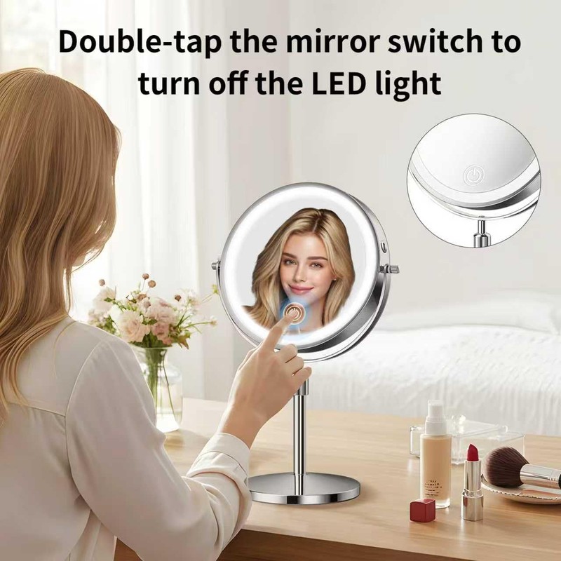 Double-Sided Makeup Mirror with Light, 1X/30X, 3 Colors, 3200mAh |