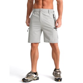 iCKER Mens Cargo Shorts Quick Dry Outdoor Hiking Shorts with Zip Pockets Lightweight Golf Shorts,Grey GL030,M