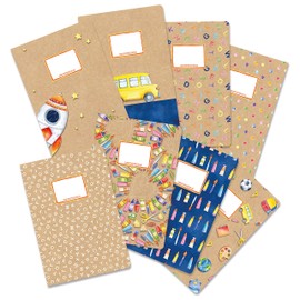 Papierdrachen 8 high-quality cardboard file folders for children, DIN A4, kraft paper motif, flat binder made of 350 g/m² cardboard, set number 2