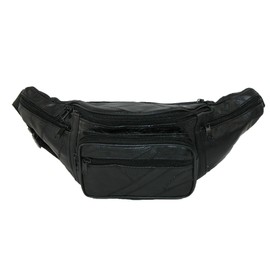 CTM Patch Leather Small Fanny Waist Pack, Black