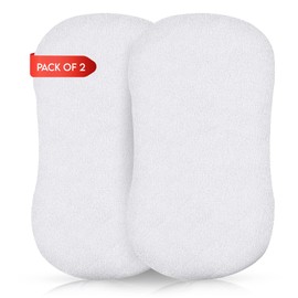 Sunshine Comforts Cotton Terry Towel 2-Pack Waterproof Moses Basket Mattress Protector - Stretch Skirt Moses Mattress Protector Non-Noisy Moses Basket Waterproof Mattress Protector (35 x 75cm) White