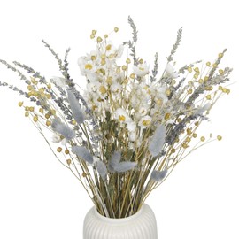 CISDUEO Dried Flowers Bouquet Dried Daisy Flowers Natural Lavender Bundles Dried Gerber Daisies Flowers Grey Bunny Tails Floral Arrangements for Wedding Table Centerpiece Decor Farmhouse DIY