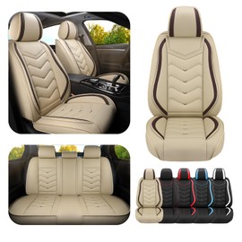 ADERN Car Seat Covers for VW CC 2009-2017, Premium Nappa Leather Car Seat Cover, Stylish Sport Seat Covers， Automobile Seat Cover Sets.(Standard 5 Seats/Beige)