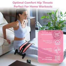 flintronic Exercise Hip Thrust Belt, Booty Belt for Hip Thrust with Extra Padding ， Adjustable Hip Thrust Belt for Dumbbells Kettlebells Gym Fitness Bodybuilding Weightlifting, Pink