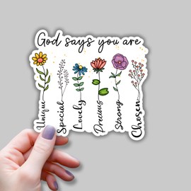 (3pcs) God Says You are Unique Lovely Special Precious Strong Chosen Bible Verse Stickers for Water Bottles Laptops Phones Kindle Car Hard Hat Jesus Christian Inspirational Quote Decals -3x3