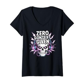 Womens Zero Context Given Skull DJ Art V-Neck T-Shirt