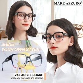 MARE AZZURO Oversized Reading Glasses 3.0 Women Fashion Readers 1.00 1.25 1.50 1.75 2.00 2.25 2.50 2.75 3.00 3.50 4.00 5.00 6.00 (Purple, 300)