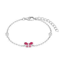 Prinzessin Lillifee 2037949 Children's Bracelet 925 Sterling Silver with Synthetic Zirconia 12 + 3 cm Silver Butterfly Comes in Jewellery Gift Box, Sterling Silver, Cubic Zirconia