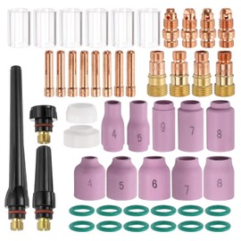 sourcing map 49pcs Tig Torch Kit for WP-17, WP-18, WP-26 with TIG Welding Torch Tungsten Electrode Holder Connector Ceramic Nozzle for Welding Related Equipment