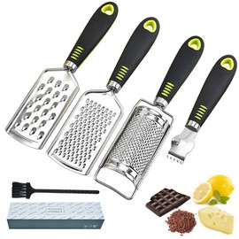 4-Piece Cheese Grater Set - Zester Parmesan Grater Lemon Grater Stainless Steel Fine & Coarse Cheese Grater Horseradish Carrots Small Grater Grater Kitchen Grater for Vegetables Nutmeg Carrot Lemon