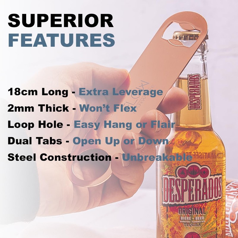 FLOW Barware Bar Blade, 18cm Copper Bottle Opener | Heavy