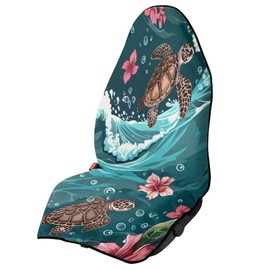 Lotusorchid Sea Turtle Sweat Towel Seat Cover for Women Men, Hibiscus Flowers Car Seat Cover Fit for Running, Workout, Anti-Slip Seat Covers Easy to Clean Automotive Accessories, Green