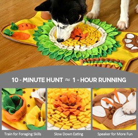 Avont Tapete de Comida para Perros, Dog Snuffle Mat Feeding Puzzle Slow Feeder Entrenamiento del Olfateo Interactivo Rompecabezas de Alimentación Lenta para Cachorros Gatos Conejos -Patrón Zanahoria