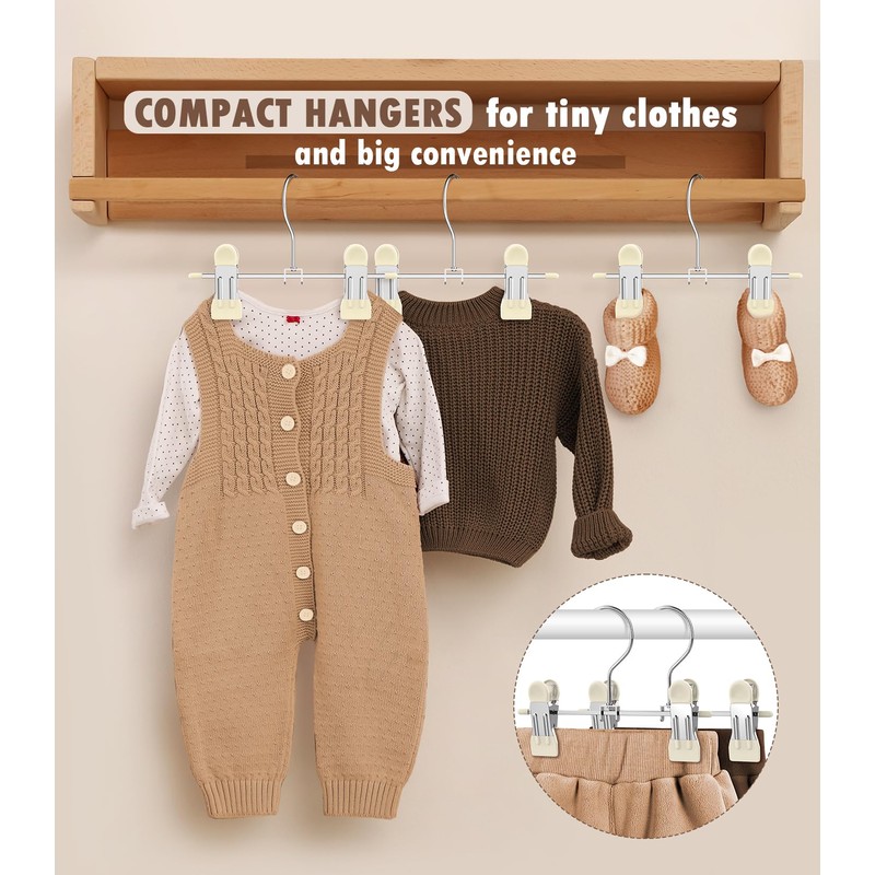 DOIOWN 10 Pack Baby Pants Hangers with Clips, Toddler Non-Slip