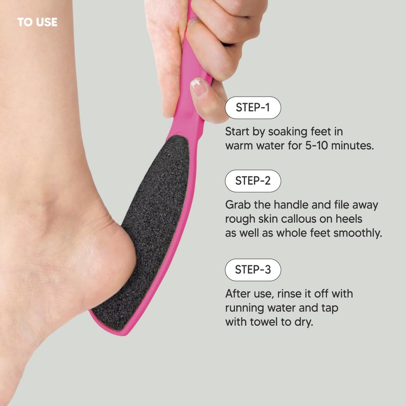 F3 Systems, Wide Emery Foot File(Hot Pink), Double-Sided Pedicure Tool,