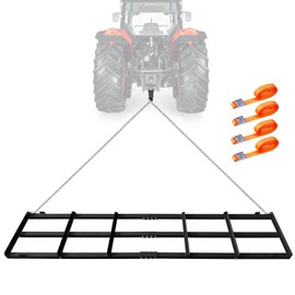 Drag Harrow Lawn Tractor, 8Ft Heavy Duty Driveway Drag with Chain for Gravel, 4 Safety Belts, Tow Behind Lawn Rake for ATV, Farm Field Garden