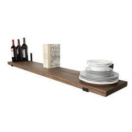 Wallniture Forte Wooden Board 60" Long, 11.25'' Deep, 1.5" Thick, Rustic Wood Floating Shelf for Wall with Heavy Duty Metal Brackets, Farmhouse Style Shelving for Home Decor, 1pc (Provincial)