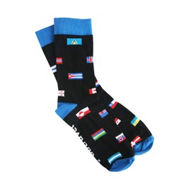 68travel Unisex Socks with 32 Country Flags - Socks that stand out, great gift for travellers, black
