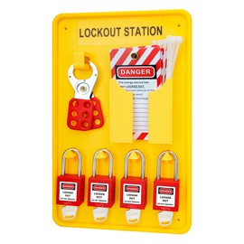 TAEGIQI Lockout Tagout Station with Loto Devices-Lock Out Tag Out Kit Board with 4 Brass Cylinder Safety Padlocks,Hasp,Lockout Tags,20 Nylon Ties,Lockout Safety Supply for OSHA Compliance