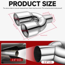 GOODFITMENT 2.5" Inlet 3.5" Outlet Dual Exhaust Pipe Muffler Stainless For Hyundai Elantra