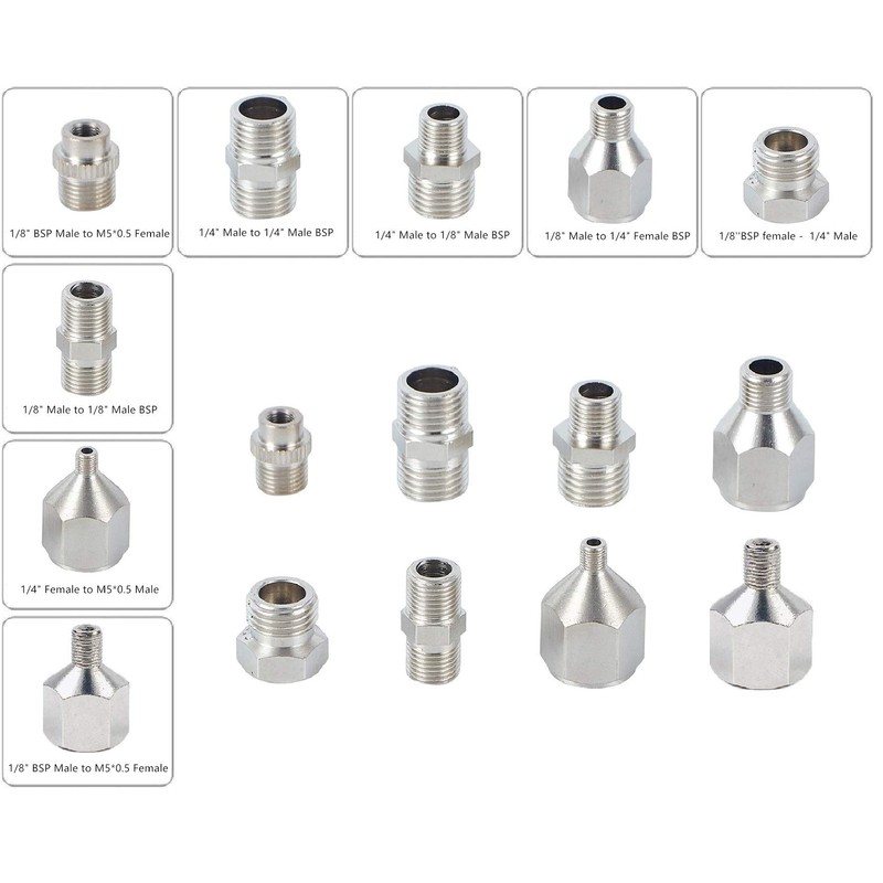 8-Piece Airbrush Adapter Kit, Professional Fitting Connector Set for Air