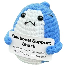 Handmade Emotional Support Positive Shark Pickled Cucumber, Funny Ornaments Crochet Decor,Cute Emotional Support Plush Shark Pickled Cucumber Knitting Doll, Reduce Pressure Ornament Toy (Shark)