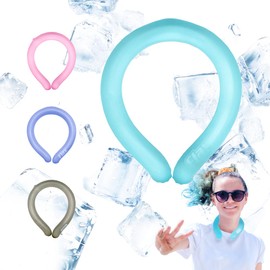 KN FLAX Portable Neck Cooling Tube, Neck Cooler for Summer, Reusable Ice Ring, Hands Free Ice Cooler Gel Indoor Outdoor, Workers Sports (Blue-Basic)