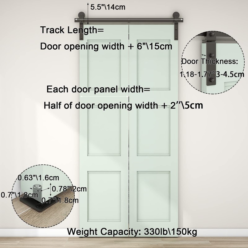 CCJH 4FT/48'' Bi-Folding Barn Door Hardware Sliding Track kit for