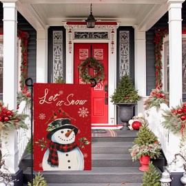 Dacawin Let It Snow Snowman Garden Flag Snowflake Christma Yard Flag 12x18 Inch Double Sided Red Cardinal Birds House Banner Winter Xmas Poinsettia Happy Holiday Wall Banners Farmhouse Outdoor Decor