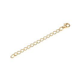 NKlaus 7 cm extension chain, long curb chain, 925 silver gold-plated with carabiner 16212