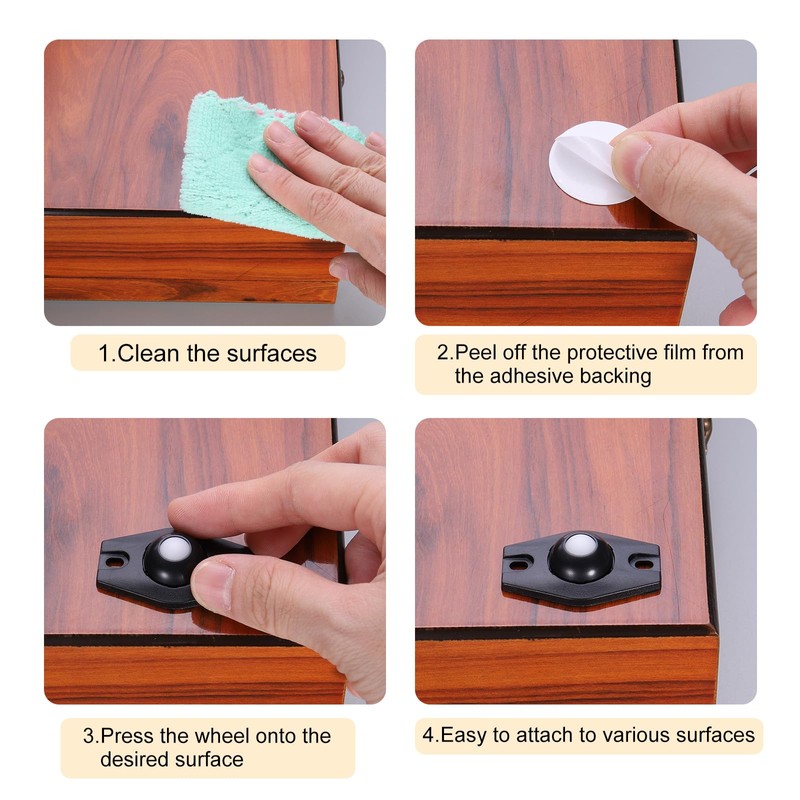 uxcell 16 Pcs Self Adhesive Caster Wheels, 360 Degree Rotation