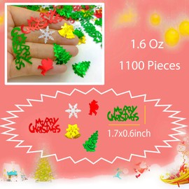 Werich Christmas XMAS Confetti - Festive "Merry Christmas" Letters, Santa Claus, Gold Bells, Christmas Trees, Snowflakes, PVC Material, Perfect for Holiday Party Decorations