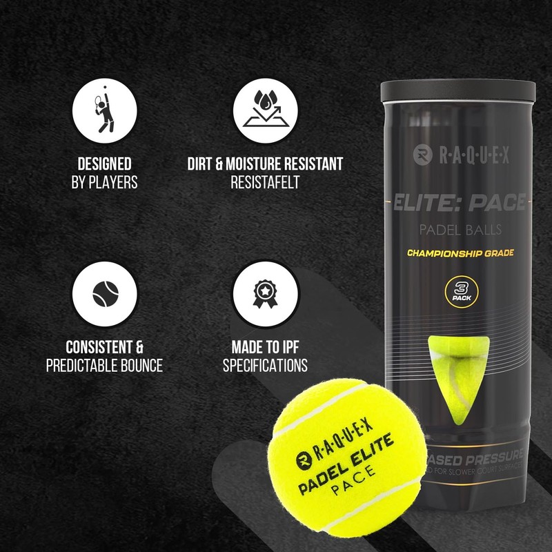 Raquex Elite Padel Balls – 6 Ball Twin Pack. Two