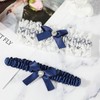 MWOOT Wedding Garter Blue for Bride, 2 Pieces Elastic Lace