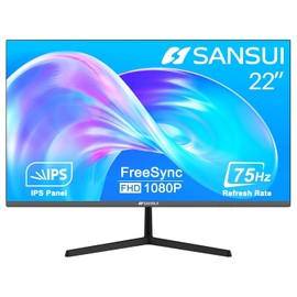 SANSUI Computer Monitor 22 inch IPS FHD 1080P PC Monitor 75Hz, Monitors with HDMI,VGA Ports, Eye Care, Desktop Monitor Ultra-Thin Tilt Adjustable VESA Mount (ES-22X3 HDMI Cable Included)