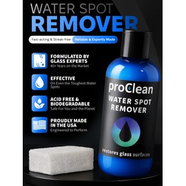 GlasWeld ProClean Hard Water Spot Remover - For Glass, Metal & More - Includes Applicator Pad - Water Stain Remover Kit - Use on Car Window or Shower Door