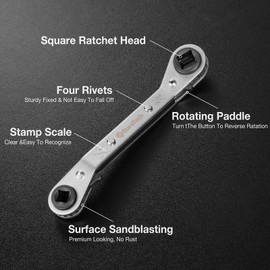 DURATECH HVAC Service Wrench Set, Refrigeration Wrench, 3/16", 1/4", 5/16", 3/8", for Air Conditioning & Refrigeration Equipment, with Hex Bit Adapter