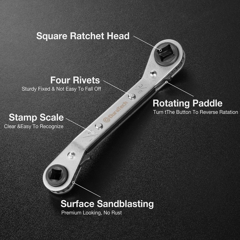 DURATECH HVAC Service Wrench Set, Refrigeration Wrench, 3/16", 1/4", 5/16",