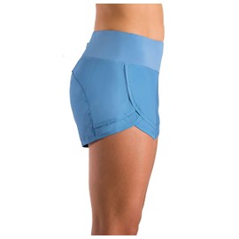 Pantalones cortos deportivos ligeros para mujer con forro de malla de 3 pulgadas WOD para entrenamiento deportivo para mujer con bolsillo para teléfono, Azul ceniza, XL