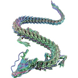 MINCHENGM 3D Printed Dragon Statue Realistic Flexible Dragon Figurine Colorful Dragon Ornament Creative Glow in The Dark Dragon Decoration for Home Office Potted Plant Decor VU