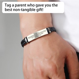 ARICHDUDE To My Son Bracelet from Mum Dad, Inspirational Braided Leather Stainless Steel Bracelet, Son Gifts from Mum Dad