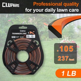 Cluparis .105-Inch Heavy Duty Trimmer Line, 1lb 237ft Professional Square Weed Eater String, 3-Component Tri-Extrusion for Extra Durability, Fits Echo Husqvarna Ryobi, with Super Line Cutter
