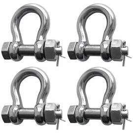 YANYUCB Bow Shackle, Heavy Duty D Ring Shackle, Marine Grade 316 Stainless Steel Boat Anchor Kit Screw Shackle with Cotter Pin (1/4 inch 4 Pack)