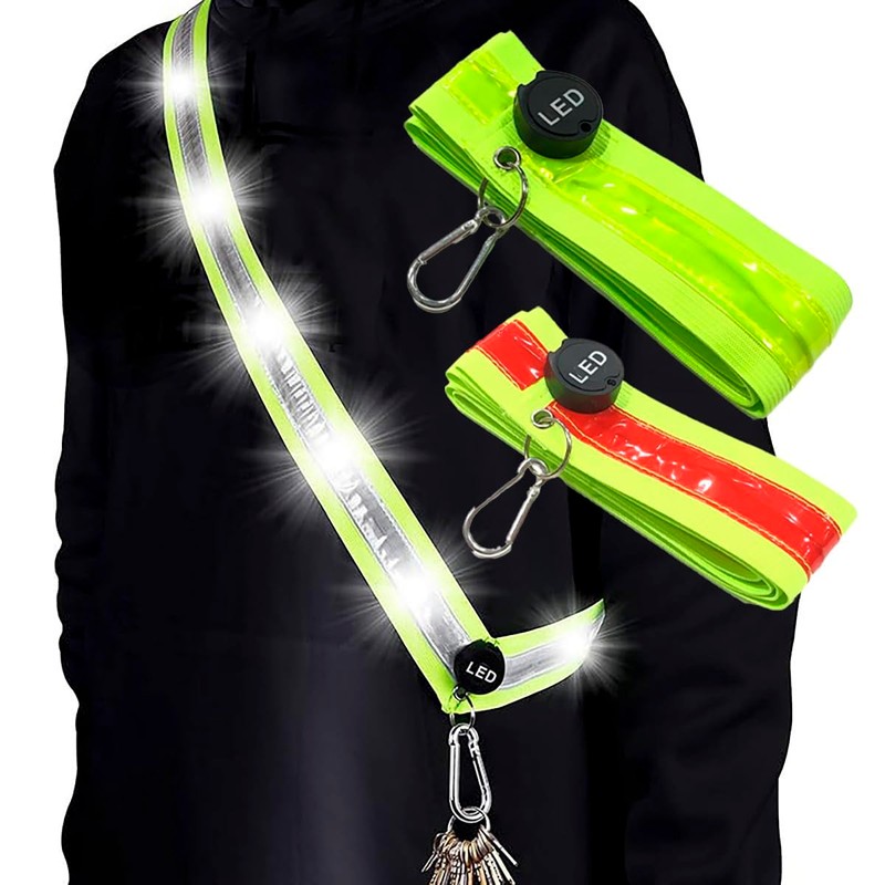 ABE 光るタスキ LED 反射タスキ タスキ 光る 充電式 USB 蛍光タスキ 反射バンド